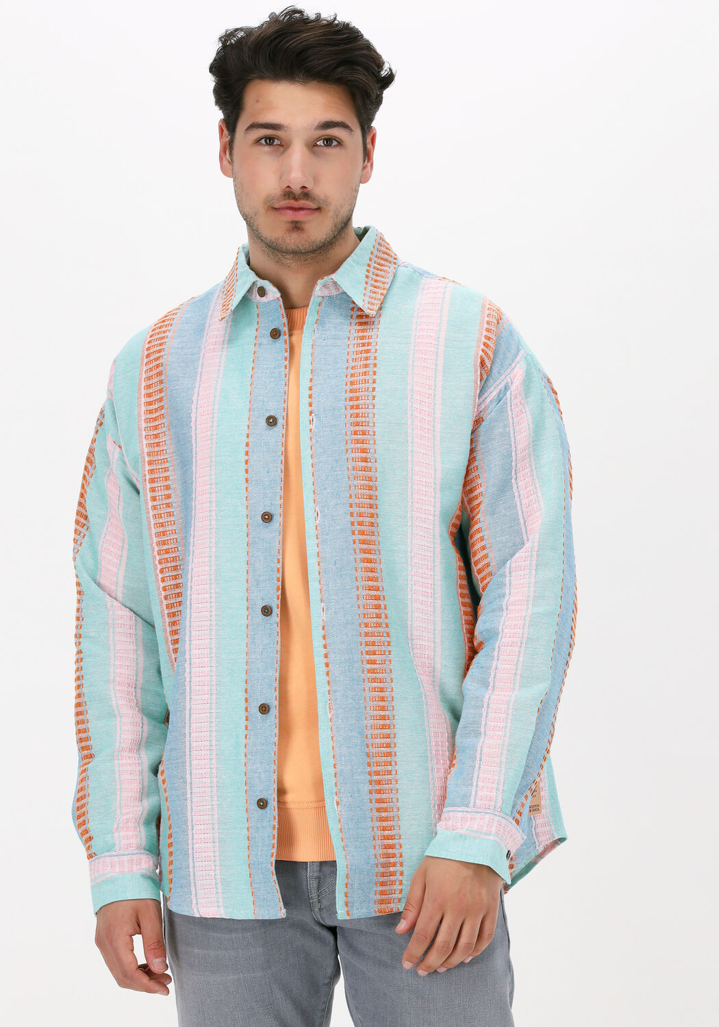 Multi SCOTCH \u0026 SODA Overshirt SEASONAL FIT - BASKET WEAVE VOILE SHIRT |  Omoda