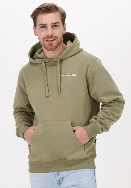 Groene COLOURFUL REBEL Sweater CR EST. 2013 BACK PRINT HOODIE - large