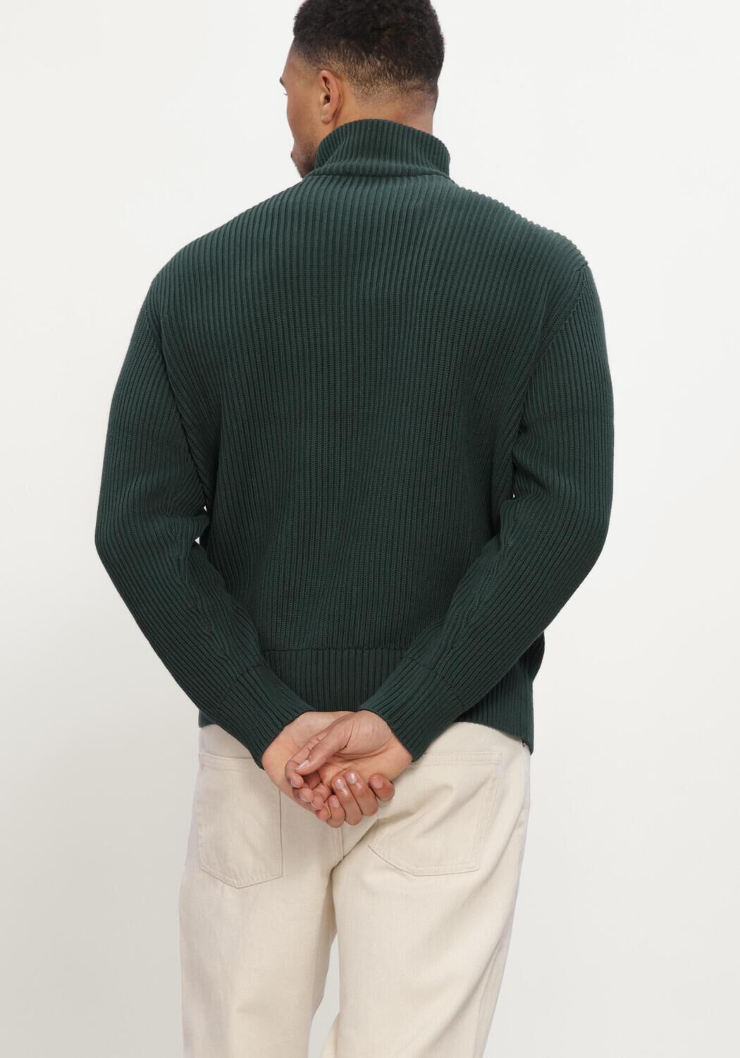 Donkergroene SELECTED MEN Trui SLMDRY LS KNIT HALF ZIP - large