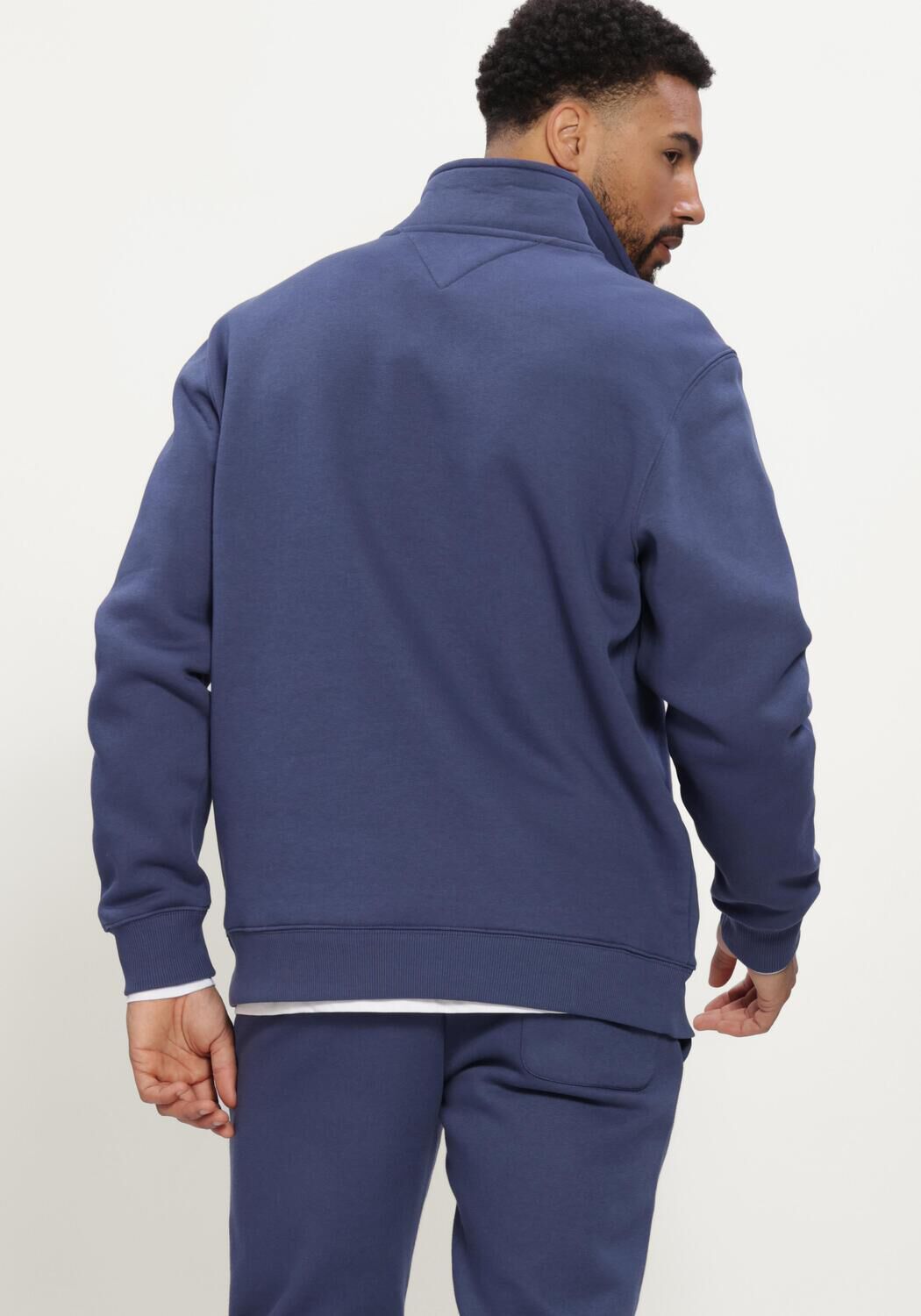 Blauwe TOMMY JEANS Trui TJM REG FLEECE 1/4ZIP MOCK NECK - large