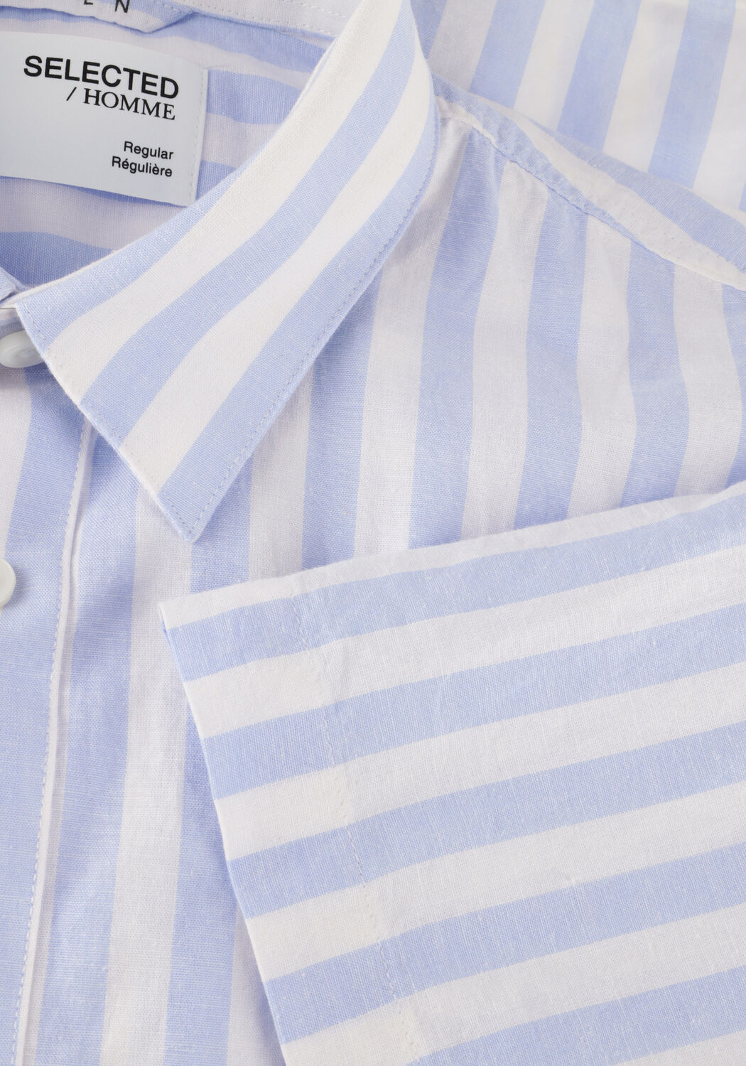 Blauwe SELECTED MEN Casual overhemd SLHREGNEW-LINEN SHIRT SS CLASSIC - large