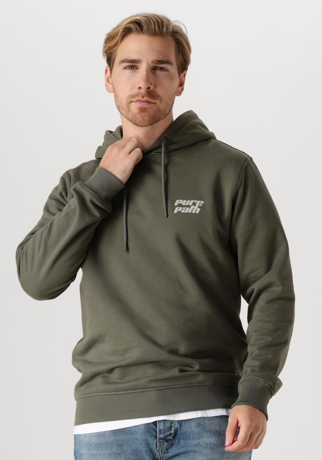 PURE PATH Heren Truien & Vesten Regular Fit Sweaters Hoodie302 Groen