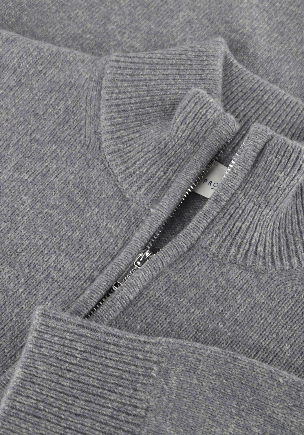 Grijze PROFUOMO Trui PULLOVER HALF ZIP WOOL BLEND - large