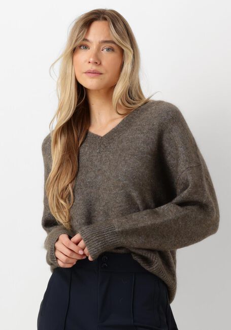 Bruine SECOND FEMALE Trui BROOK KNIT LOOSE V-NECK - large