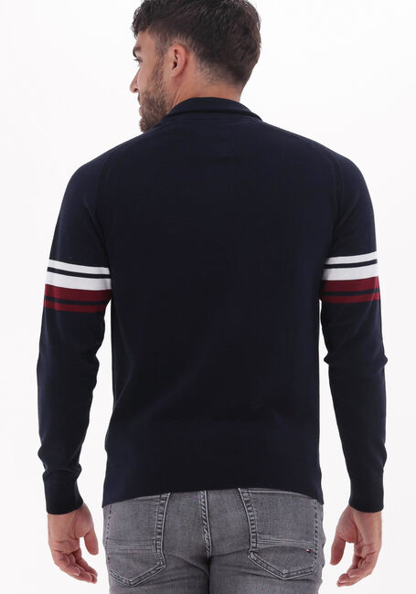 Donkerblauwe TOMMY HILFIGER Trui VARSITY SLEEVE STRIPE ZIP MOCK - large