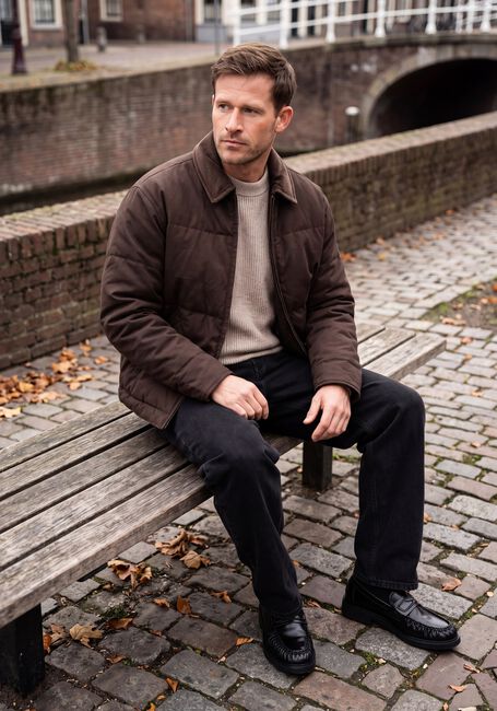 Bruine SELECTED MEN Gewatteerde jas SLMGRANT FILLED CANVAS JKT - large