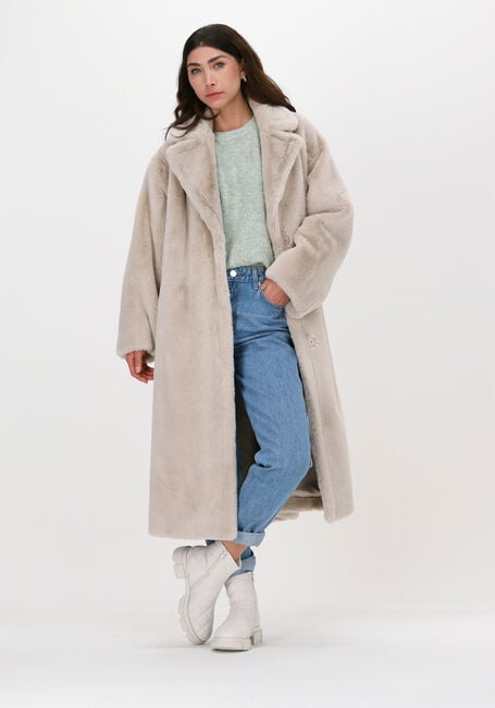 Ecru STAND STUDIO Faux fur jas MARIA COAT SOFT - large
