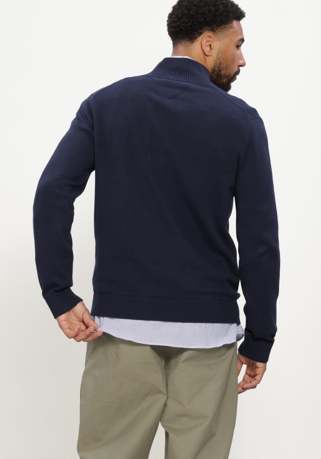 Donkerblauwe TOMMY JEANS Trui TJM SLM ESS LIGHT &frac14; ZIP SWTR EXT - large