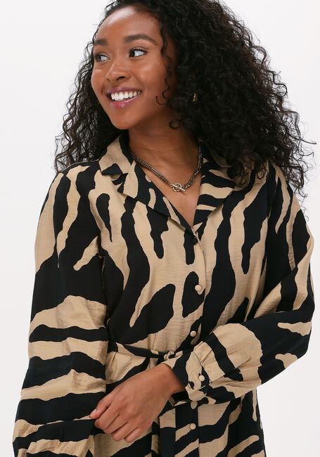 Beige OBJECT Midi jurk FIE L/S SHIRT DRESS - large