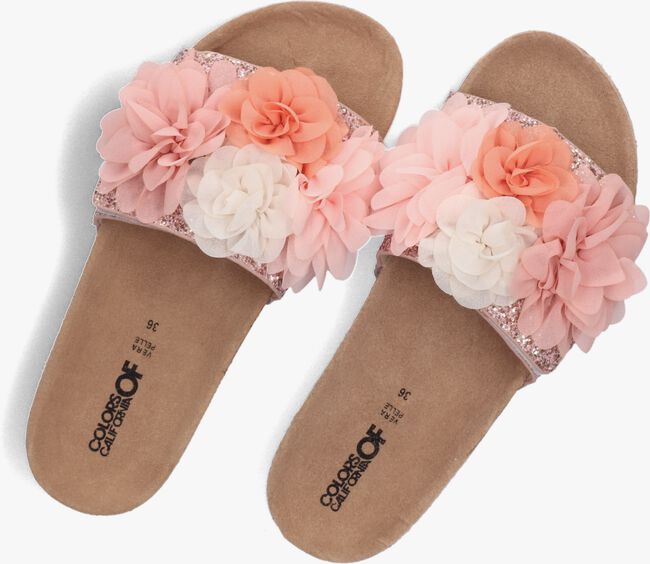 Roze COLORS OF CALIFORNIA Slippers SLIDE-WITH FLOWERS - large