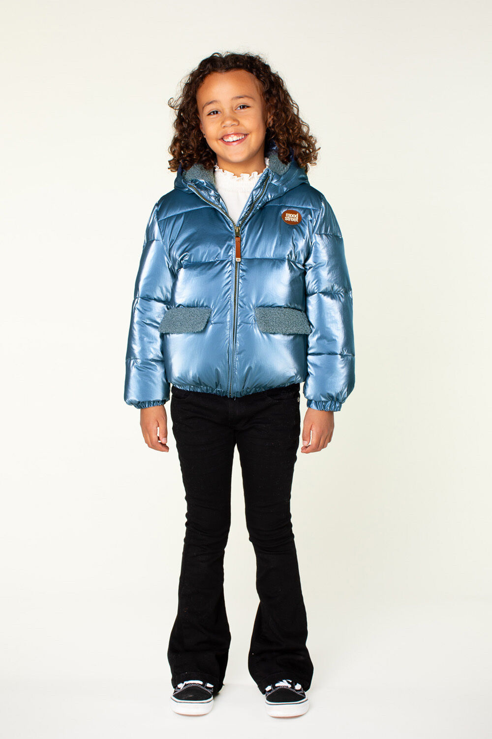 Lichtblauwe MOODSTREET Gewatteerde jas WINTERJACKET JULIE - large