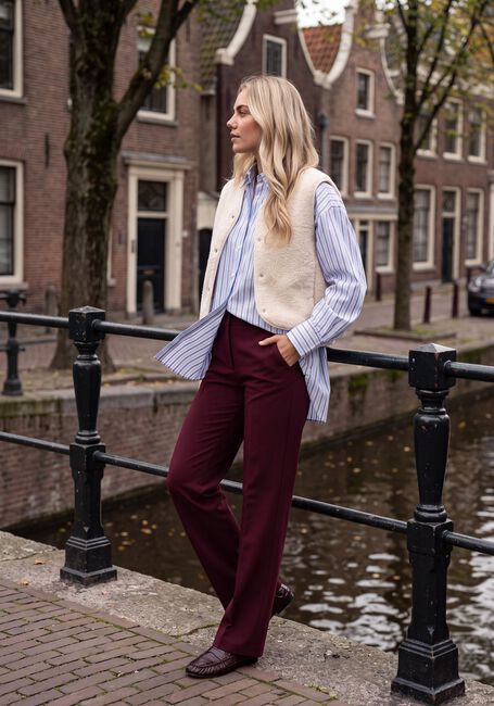 Bordeaux SELECTED WOMEN Pantalon SLFRITA MW WIDE PANT MEL - large