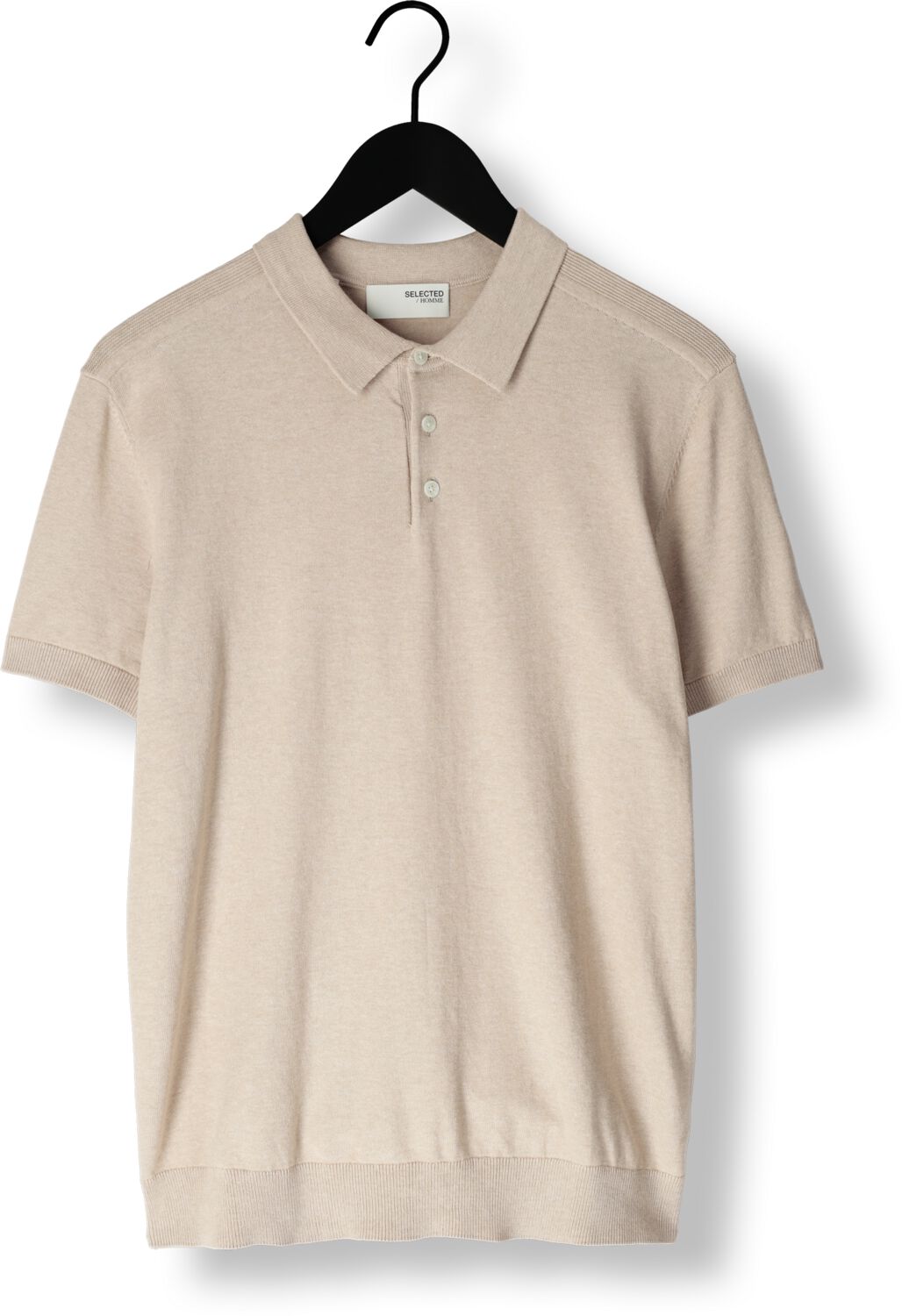 SELECTED HOMME Heren Polo's & T-shirts Slhberg Ss Knit Polo Noos Beige
