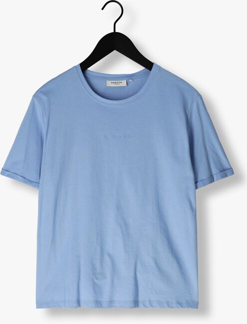 Lichtblauwe MSCH COPENHAGEN T-shirt MSCHTERINA ORGANIC SMALL LOGO TEE - large