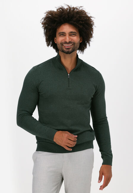 Donkergroene SELECTED HOMME Trui SLHBERG HALF ZIP CARDIGAN NOOS - large