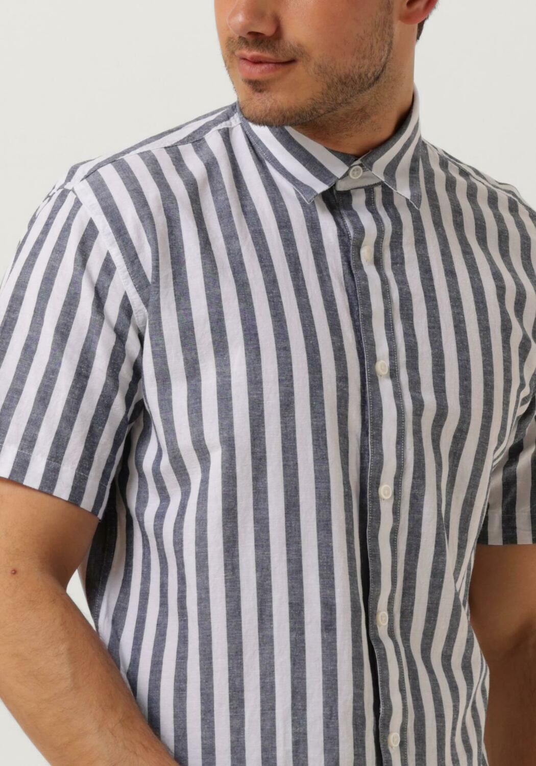 SELECTED HOMME Heren Overhemden Slhregnew-linen Shirt Ss Classic Blauw