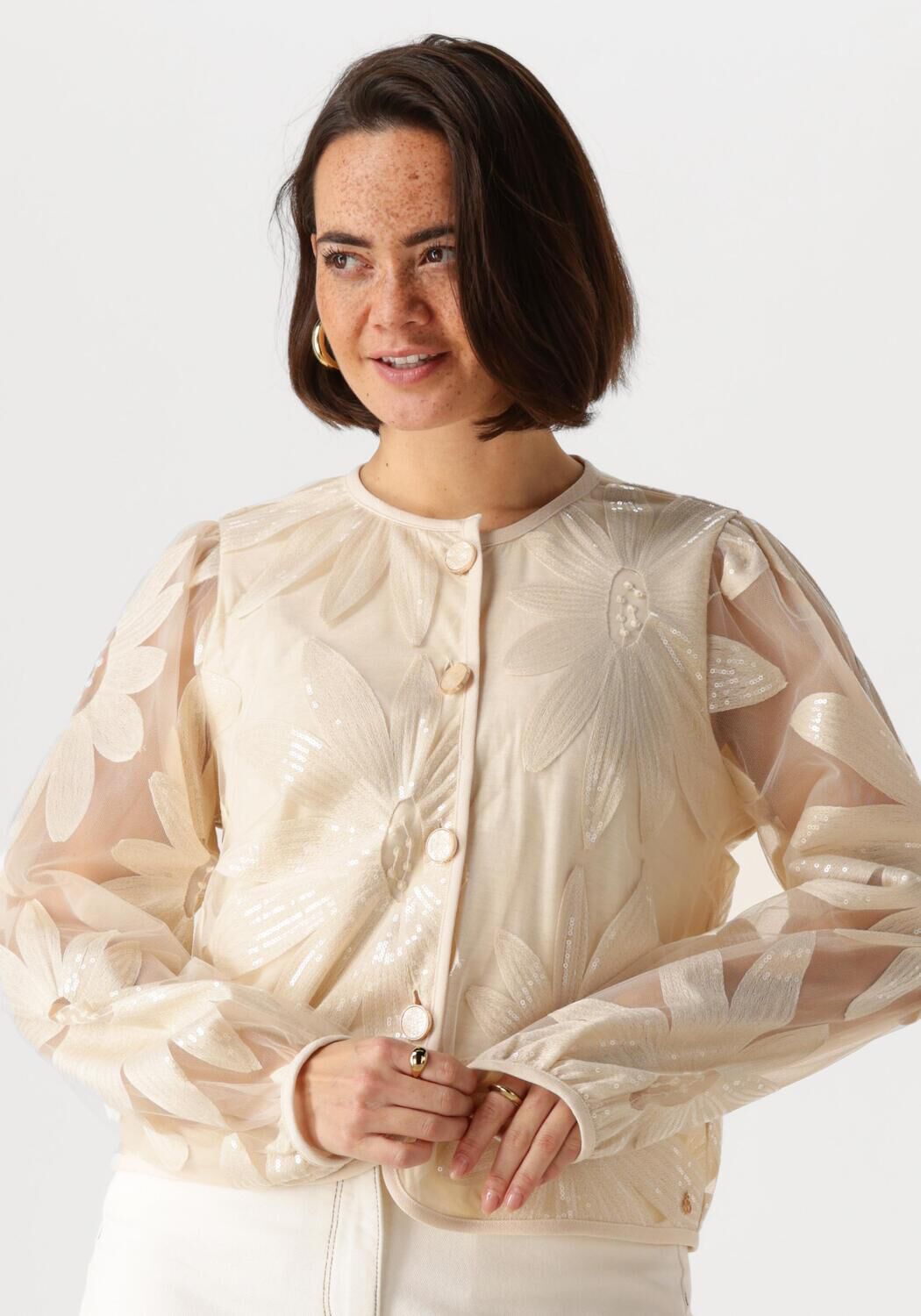 NUKUS Dames Truien & Vesten Millie Cardigan Paillet Zand