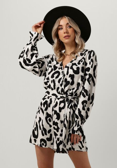 Zwarte ALIX THE LABEL Playsuits LADIES WOVEN BIG ANIMAL JACQUARD PLAYSUIT - large