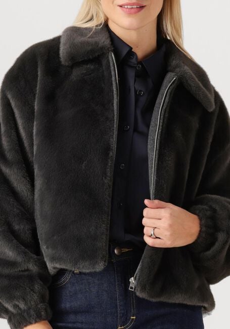 Donkergrijze WITHBLACK Faux fur jas WBLNOHR FAUX FUR JACKET - large