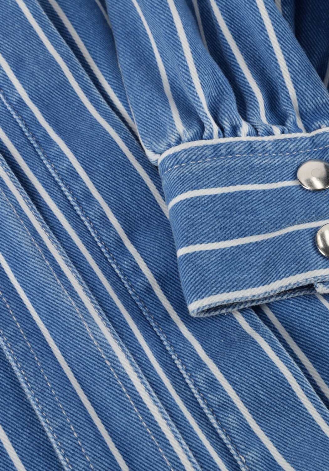 Blauwe POM AMSTERDAM Blouses BLOUSE DENIM STRIPES BLUE - large