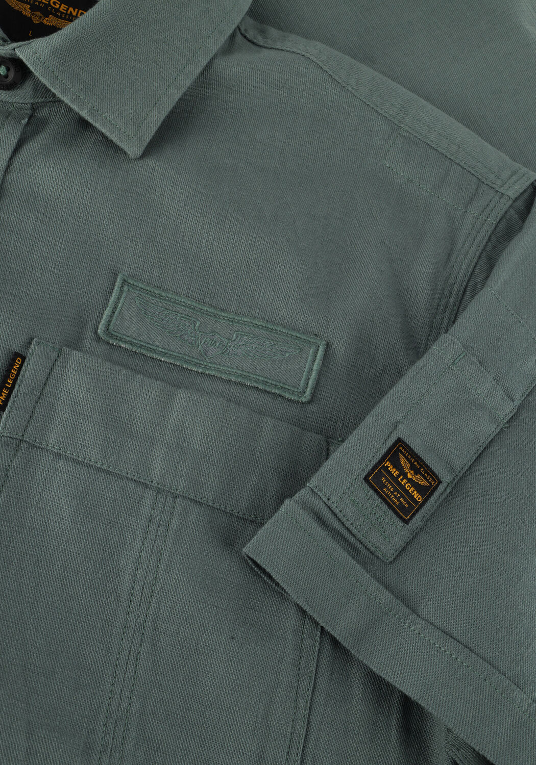 Groene PME LEGEND Casual overhemd SHORT SLEEVE SHIRT CTN SLUB - large