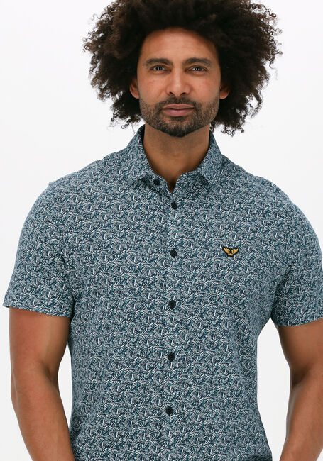 Donkerblauwe PME LEGEND Casual overhemd SHORT SLEEVE SHIRT PRINT ON PIQUE JERSEY - large