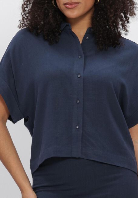 Donkerblauwe SELECTED WOMEN Blouses SLFVIVA SS CROPPED SUN SHIRT - large