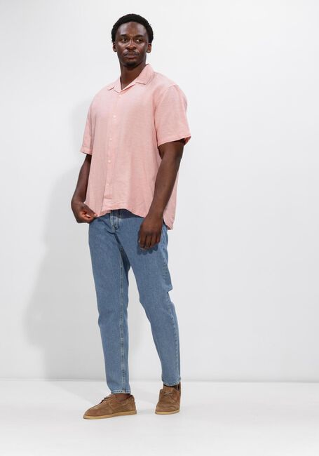 Roze SELECTED MEN Casual overhemd SLHRLXCLAY LINENBLEND SS SHIRT RES NOOS - large