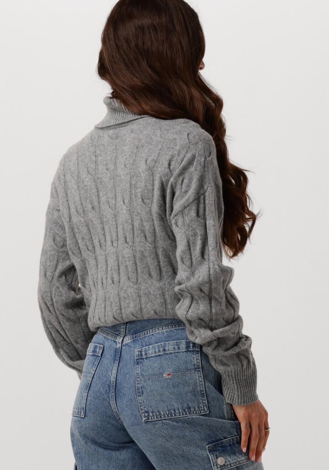 TOMMY HILFIGER Dames Truien & Vesten Soft Wool Cable Roll-nk Sweater Grijs