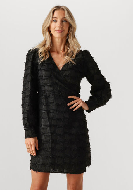 Zwarte OBJECT Mini jurk OBJDARIA L/S RE SHORT WRAP DRESSDA - large