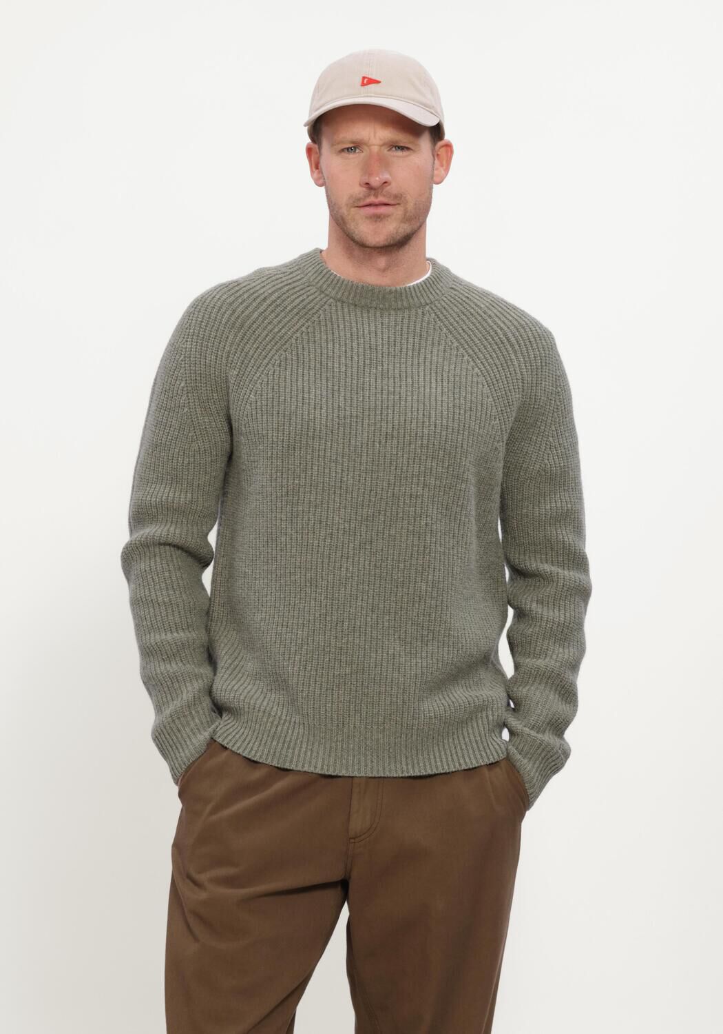 Groene FOR&Eacute;T Trui DELTA WOOL RIB KNIT