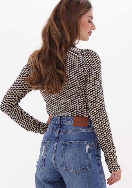 Gele COLOURFUL REBEL Tops & T-shirts NEYO RETRO GEO PEACHED TURTLENECK TOP - large