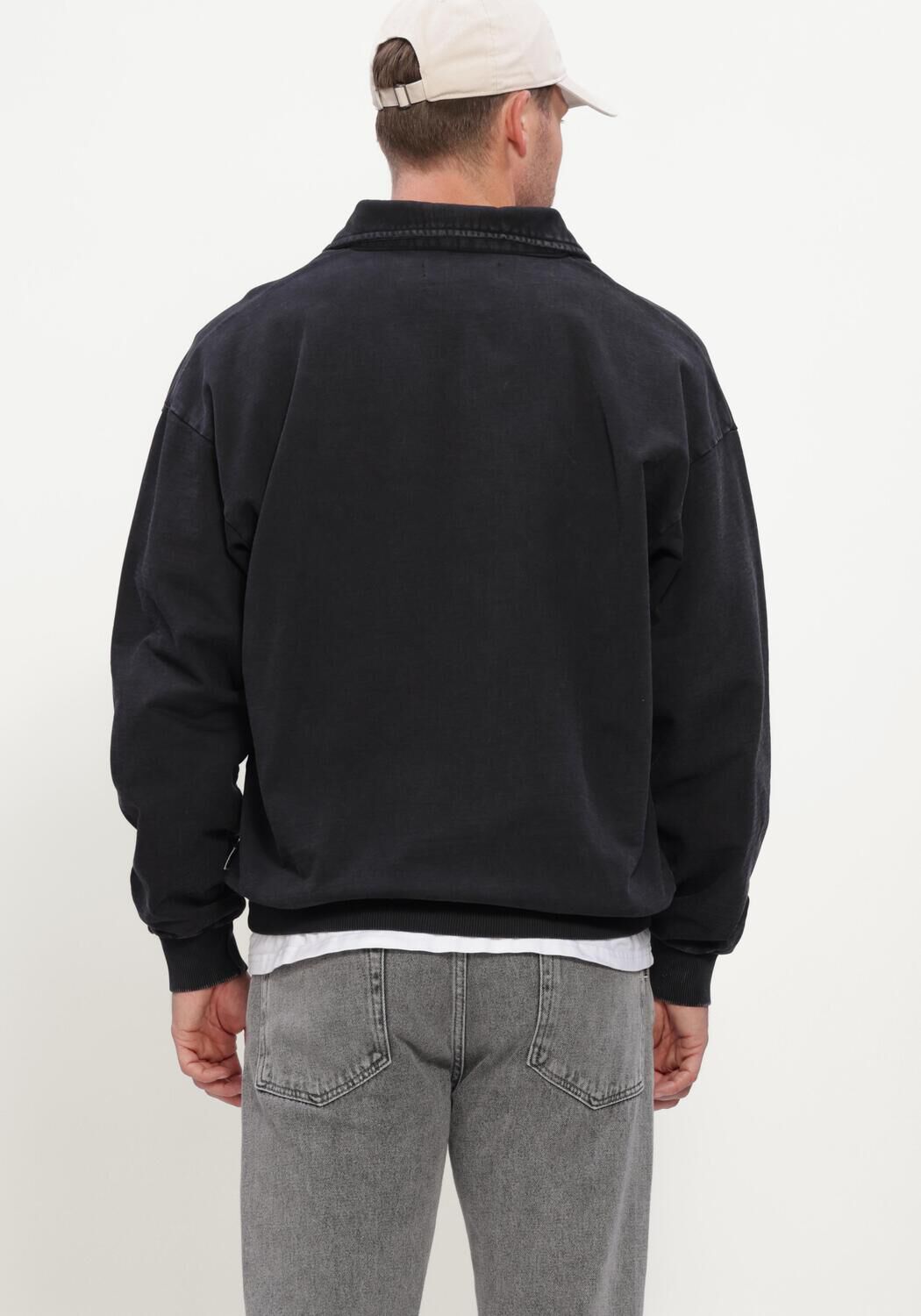 Zwarte WOODBIRD Polo WBLOKE WASHED ZIP POLO - large