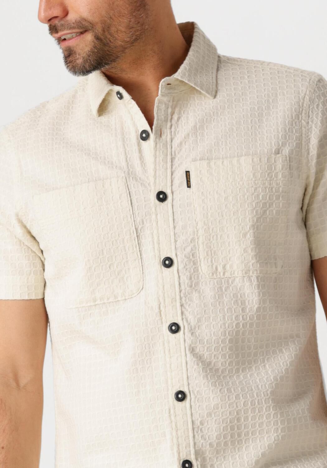 PME LEGEND Heren Overhemden Short Sleeve Shirt Structure Dobby Beige