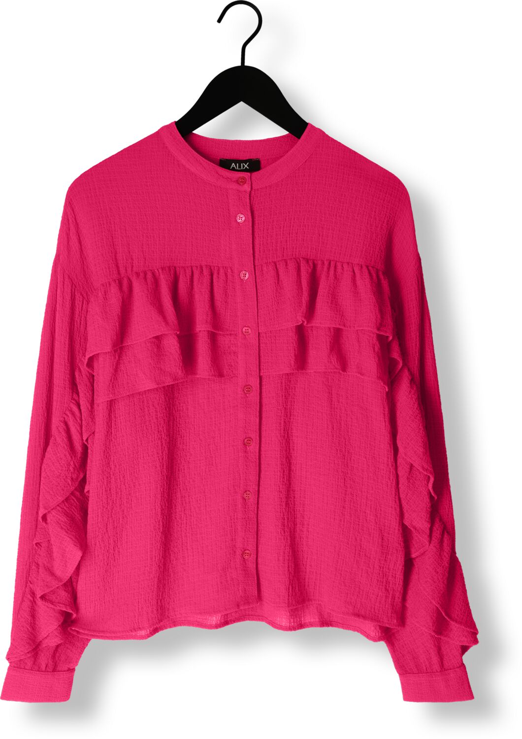 ALIX THE LABEL Dames Blouses Ladies Woven Structured Chiffon Ruffle Blouse Roze