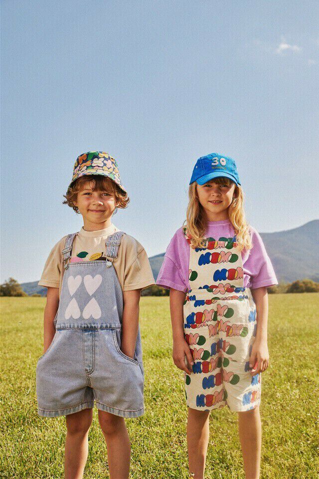 Paarse Jelly Mallow Playsuits HEART DENIM SHORT OVERALL - large