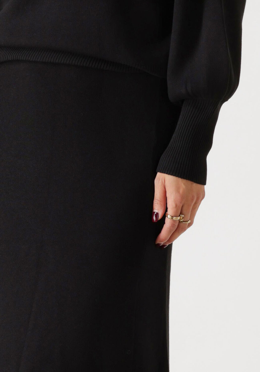 Zwarte Y.A.S. Maxirok YASFONNY HW ANKLE KNIT SKIRT