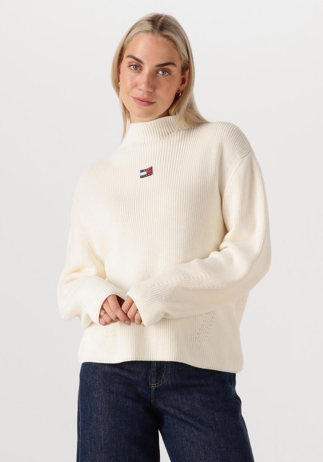 TOMMY JEANS Dames Truien & Vesten Tjw Mockneck Badge Sweater Gebroken Wit