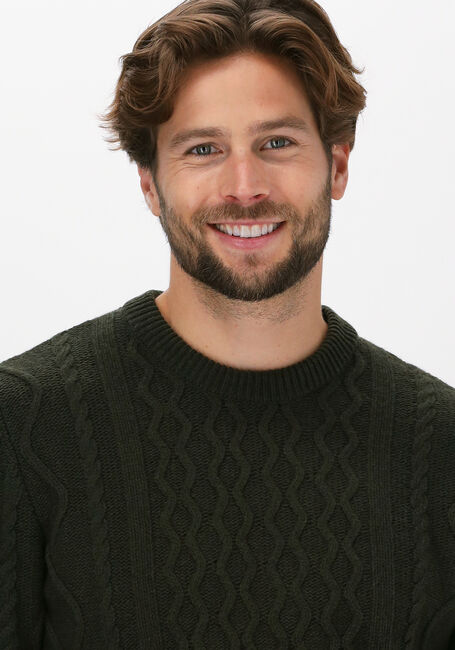 Olijf FORÉT Trui GROW WOOL CABLE KNIT - large