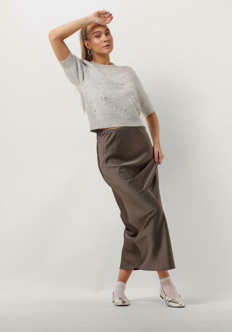 Lichtgrijze NEO NOIR T-shirt MAIA PEARL KNIT TEE - large