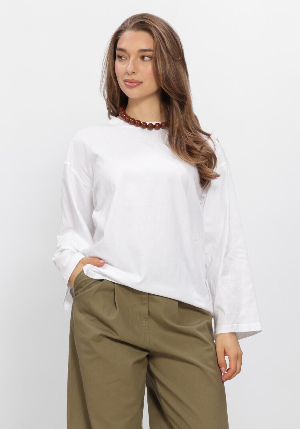 Witte BOII STUDIOS Top ALBERTO O-NECK BOXY - large