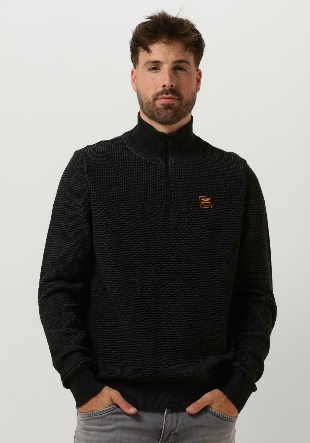 PME LEGEND Heren Truien & Vesten Half Zip Collar Cotton Plated Donkergrijs