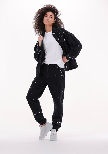Zwarte ALIX THE LABEL Spijkerjas LADIES WOVEN STUDDED DENIM JACKET - large