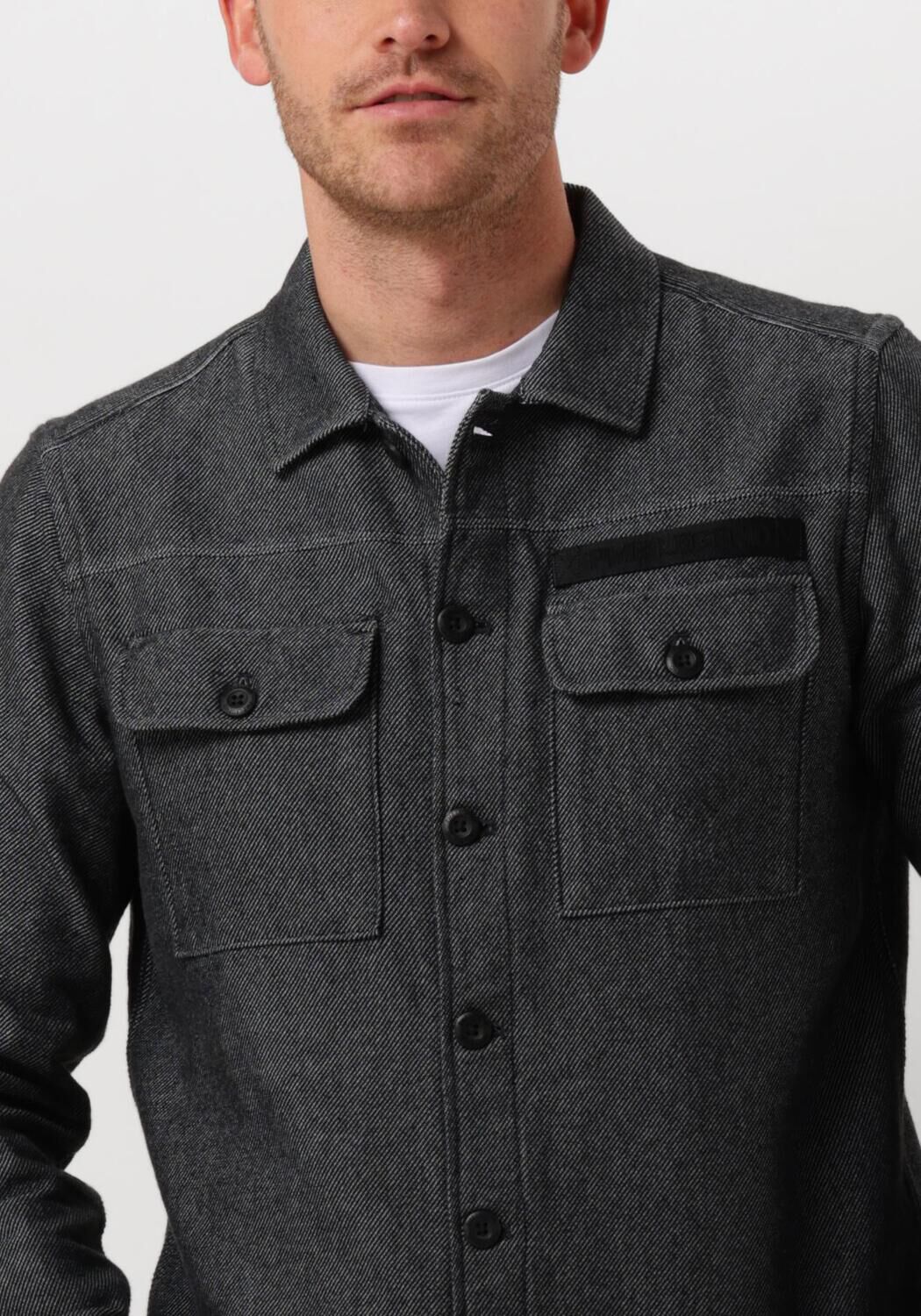 PME LEGEND Heren Overhemden Long Sleeve Shirt Ctn 2tone Flannel Twill Zwart