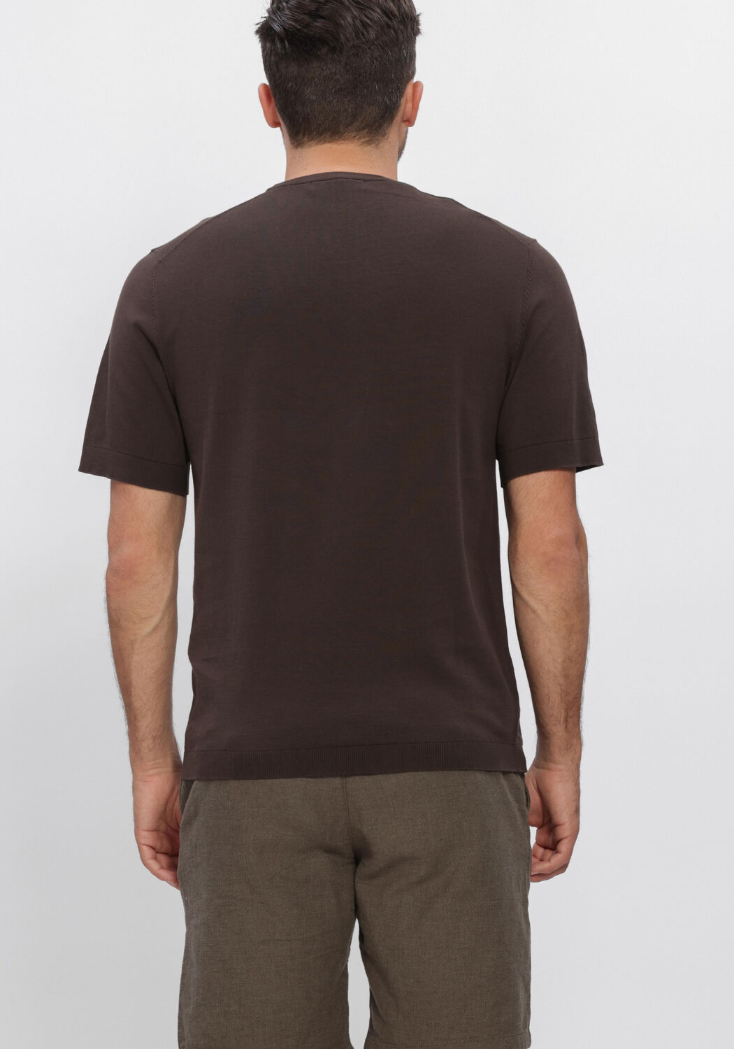 Bruine SELECTED MEN Polo / T-shirt SLHTORINO SS KNIT CREW NECK  NOOS - large