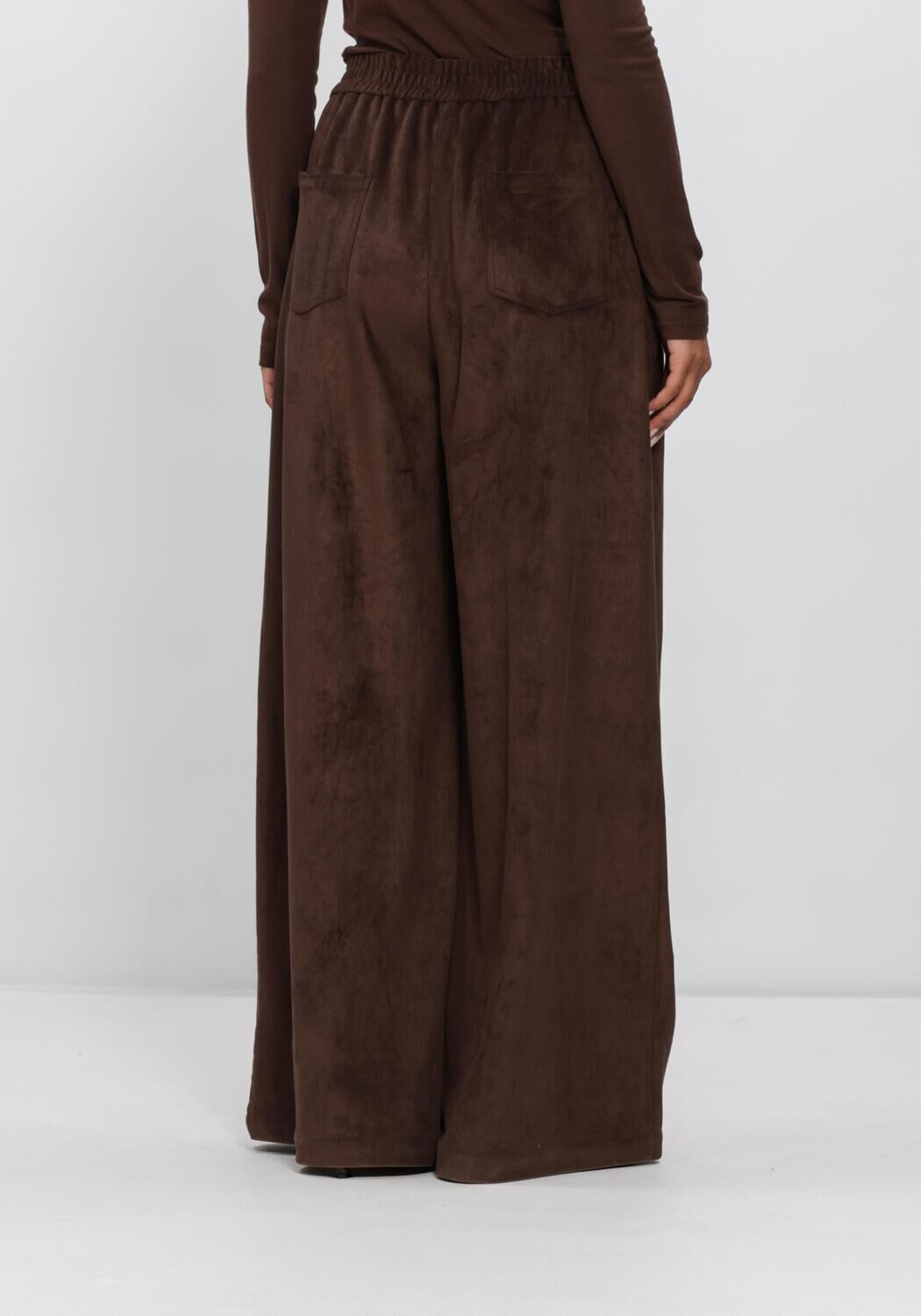 Bruine NUKUS Wijde broek BERTIE PANTS SUEDE - large