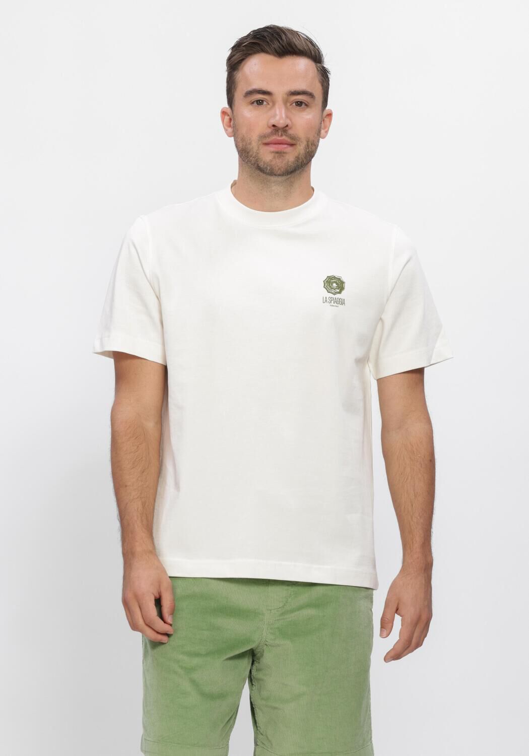 Witte SELECTED MEN Polo / T-shirt SLHMAX GRAPHIC SS O-NECK TEE - large