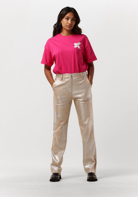 Zilveren ALIX THE LABEL Pantalon LADIES WOVEN FAUX SUEDE STRAIGHT LEG PANTS - large