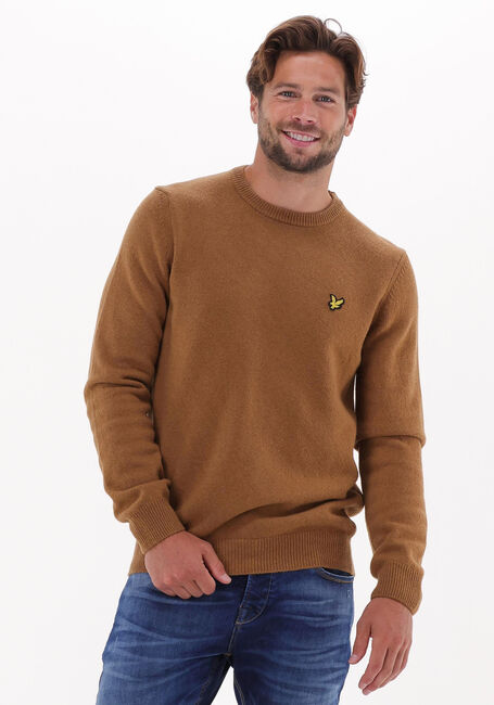 Bruine LYLE & SCOTT Trui CREW NECK LAMBSWOOL BLEND JUMPER - large