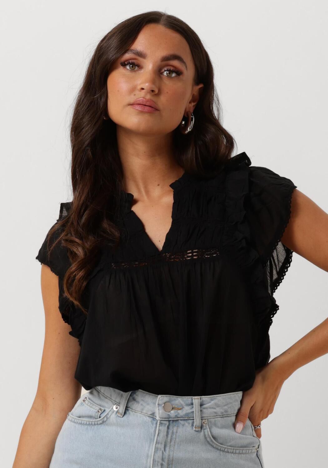 NEO NOIR Dames Blouses Jayla S Voile Top Zwart